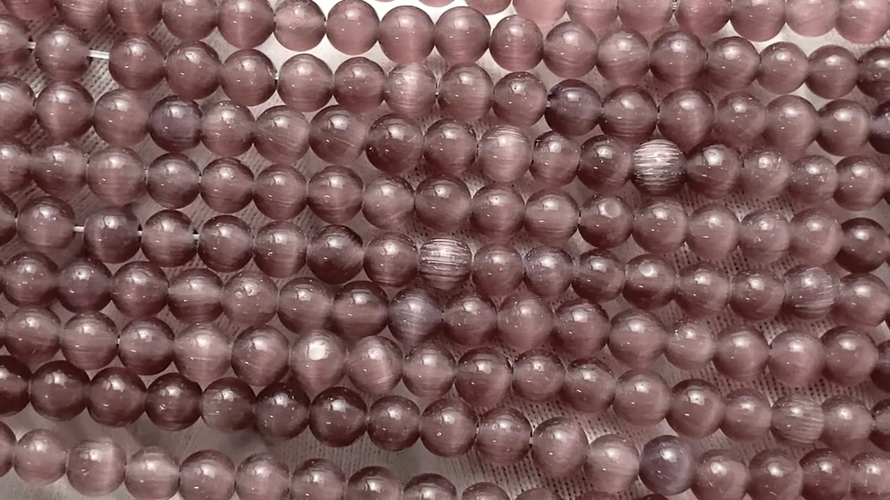 パープルカラーキャッツアイ ラウンド4mm 1連｜天然石ビーズの卸問屋