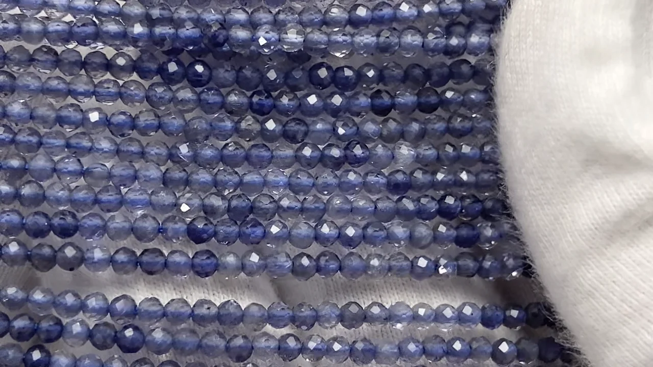 アイオライト 極小ラウンドカット2mm 1連｜天然石ビーズの卸問屋・通販 