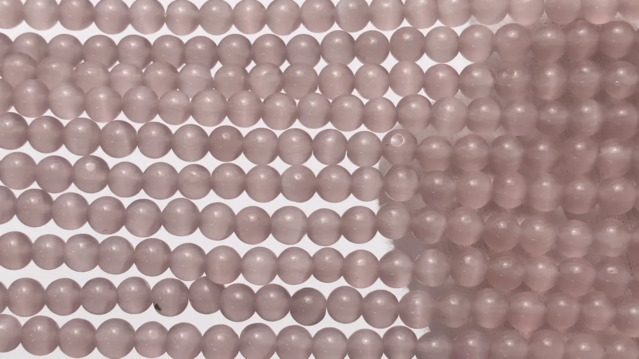 ライトパープルカラーキャッツアイ ラウンド4mm 1連｜天然石ビーズの卸