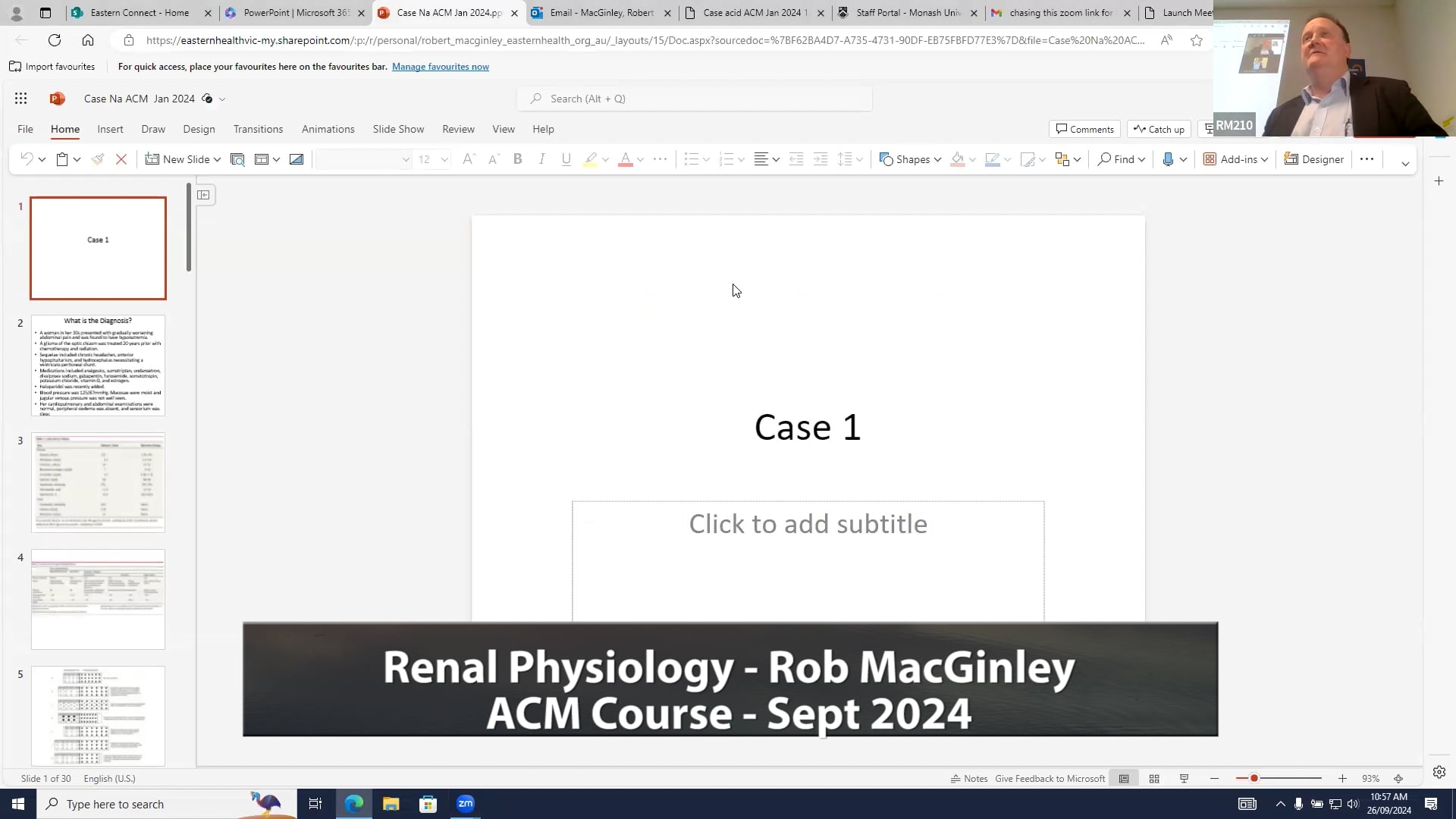 Renal Physiology Rob MacGinley ACM lecture Sept 24