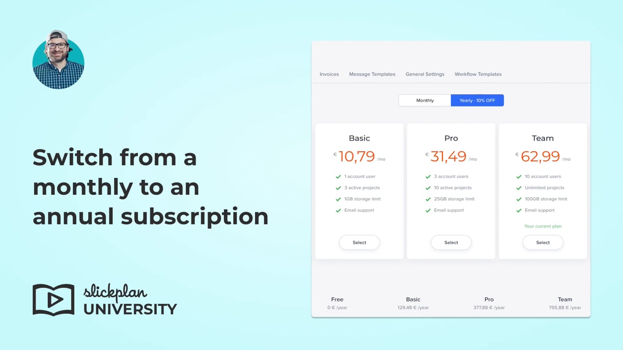 Switch from a monthly to an annual subscription