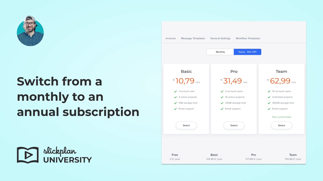Switch from a monthly to an annual subscription