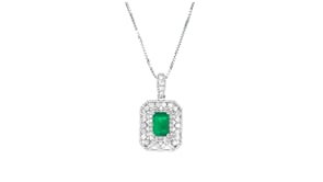 .60 Carat Emerald and .25 ct. t.w. Diamond Pendant Necklace in Sterling Silver