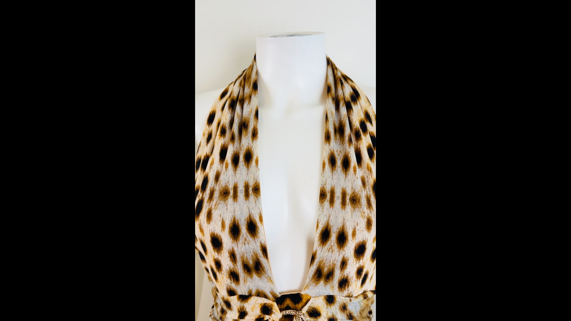 Maillot De Bain Vintage Roberto Cavalli 2007 - Imprimé Guépard - Taille XS Halter