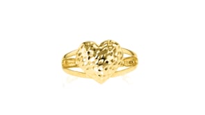 10kt Yellow Gold Diamond-Cut Heart Ring