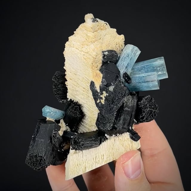 Aquamarine with Schorl and Feldspar