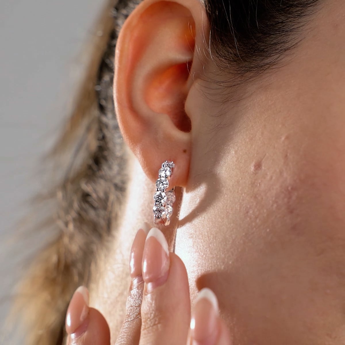 product video 2 for 3 ctw Round Lab Grown Diamond Inside Out Hoop Earrings