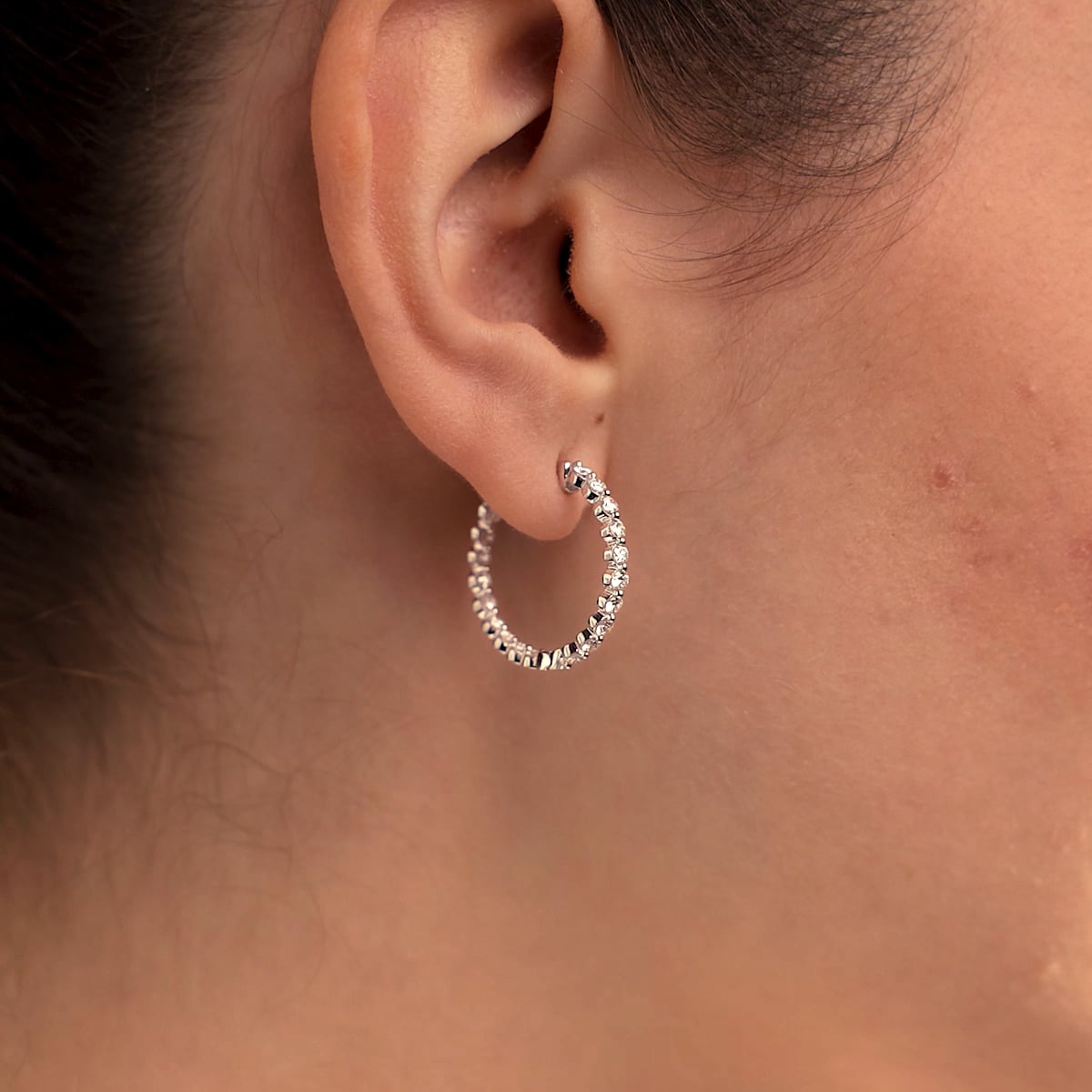 product video 2 for 1 ctw Round Lab Grown Diamond Inside Out Floating Hoop Earrings
