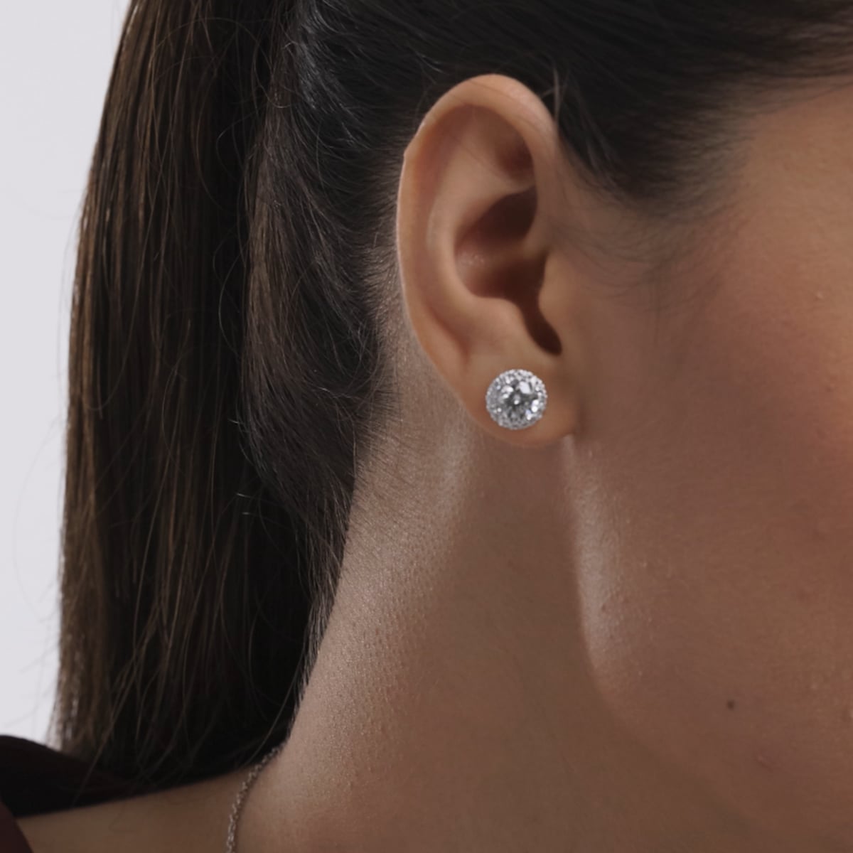 product video 2 for 3 1/2 ctw Round Lab Grown Diamond Halo Certified Stud Earrings