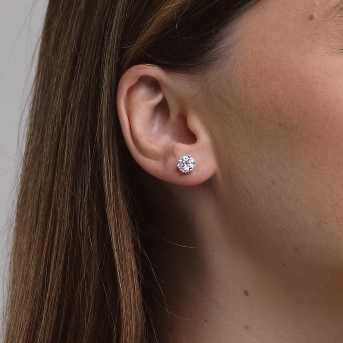product video 2 for 2 ctw Round Near-Colorless Lab Grown Diamond Six Prong Stud Earrings