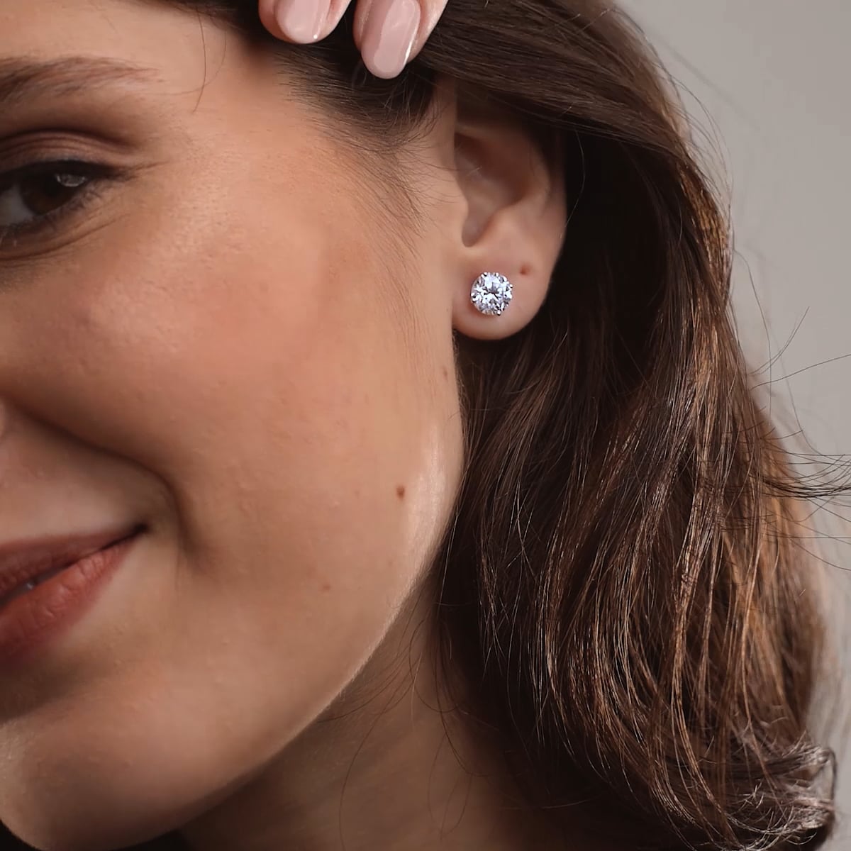 product video 2 for 4 ctw Round Colorless (E) Lab Grown Diamond Certified Stud Earrings