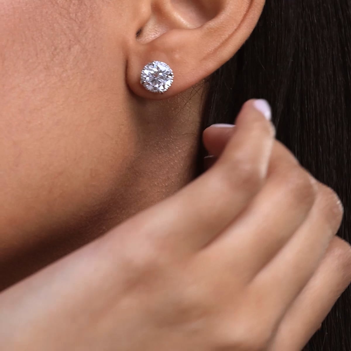 4 1/4 ctw Round Lab Grown Diamond Shadow Halo Stud Earrings