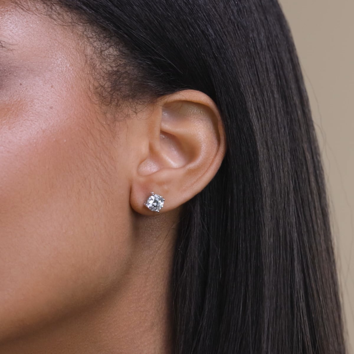 product video 2 for 2 1/8 ctw Round Lab Grown Diamond Side Stone Stud Earrings