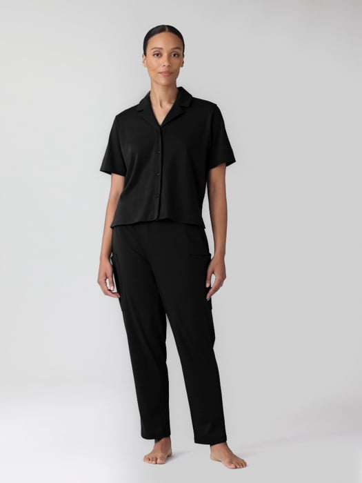 Organic Cotton Interlock Notch Collar Sleep Shirt | EILEEN Organic Cotton Interlock Notch Collar Sleep Shirt | EILEEN