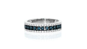25 ct. t.w. White and Blue Diamond Three-Row Ring in Sterling Silver