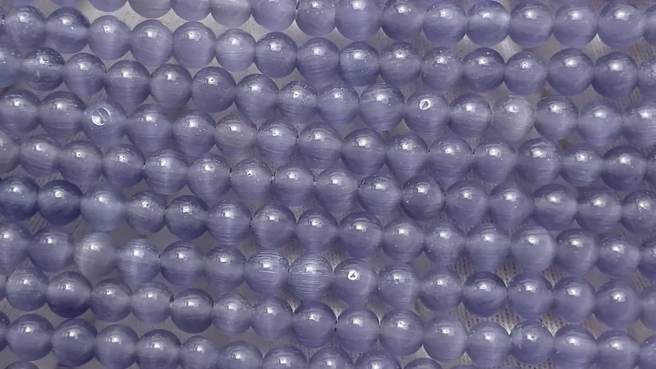 ラベンダーパープルカラーキャッツアイ ラウンド4mm 1連｜天然石ビーズ