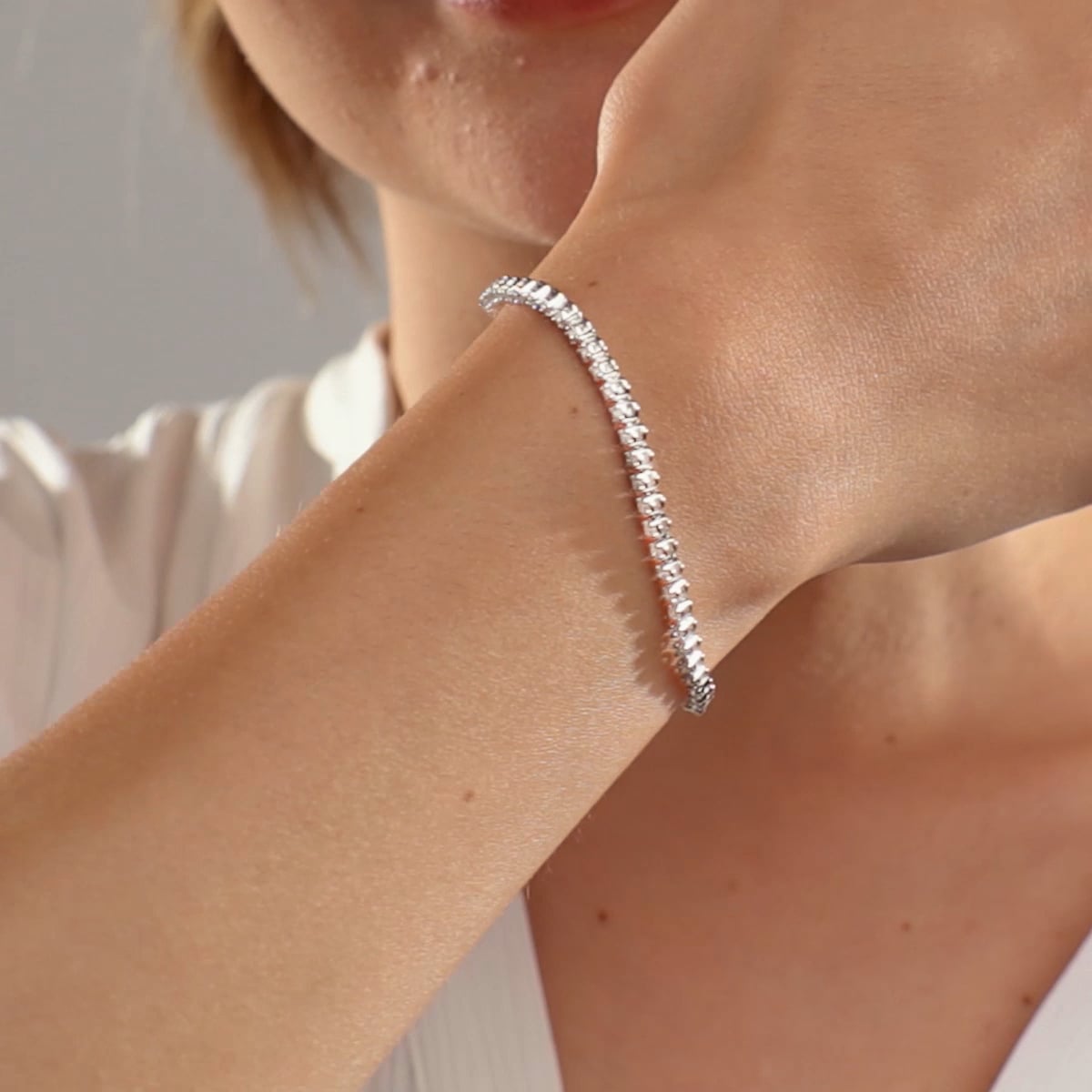 1 ctw Round Lab Grown Diamond Four-Prong Tennis Bracelet - 6.5 Inches 14K White Gold, FG, VS2+