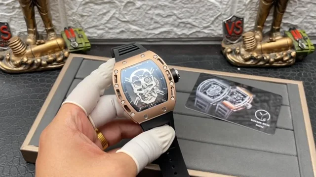 Richard mille skull rose gold deals
