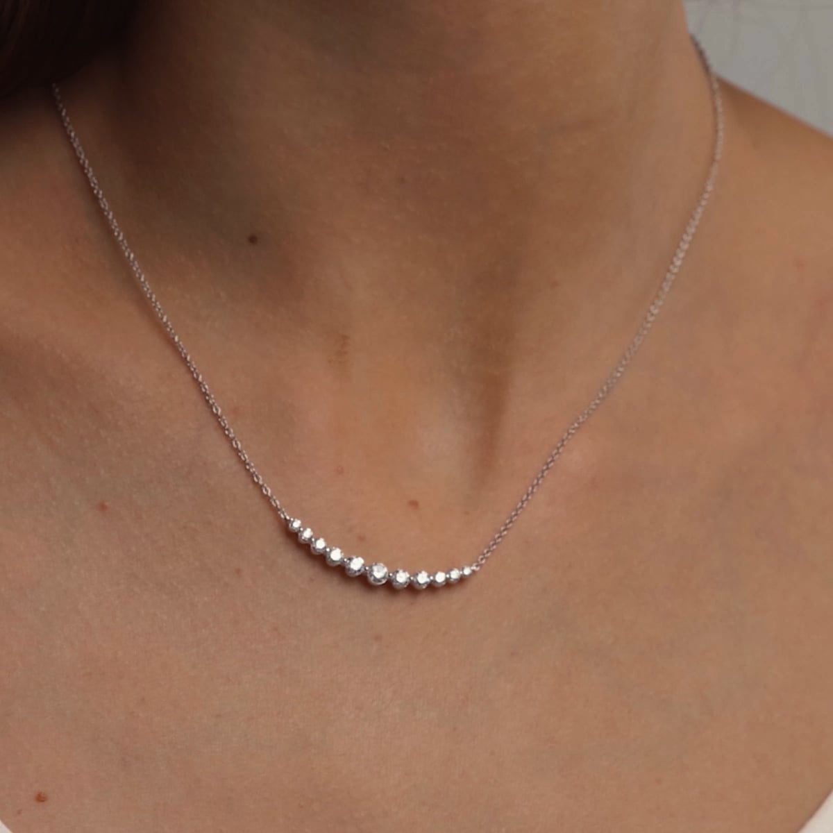 1 ctw Round Lab Grown Diamond Curved Center Fashion Necklace