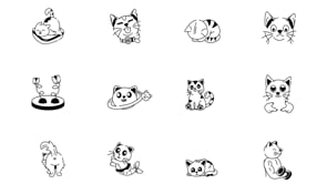 Animated Cat Doodle Icon Pack, an Outline Icon by Prosymbols (Thumbnail 4 of 4)