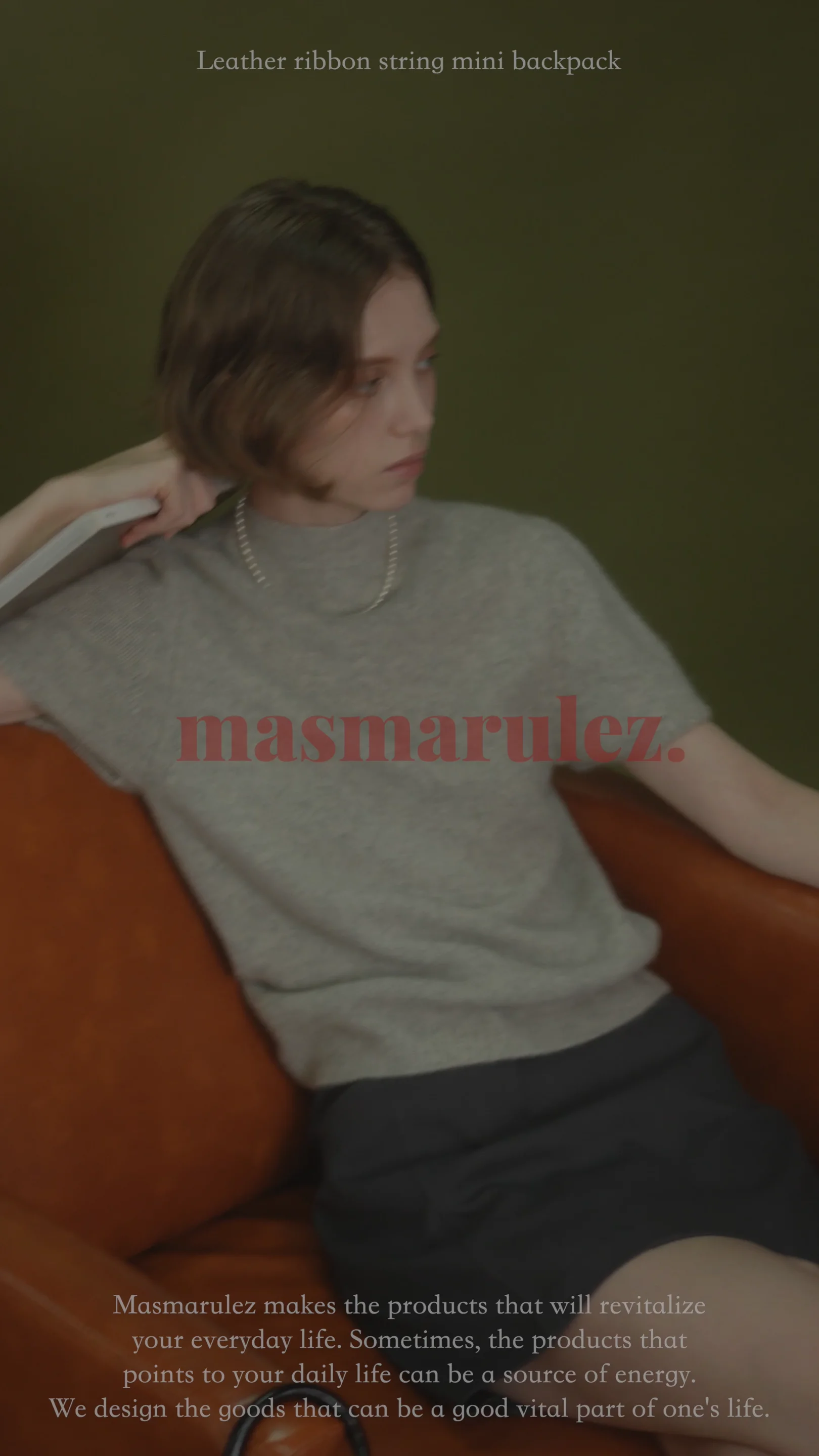 【masmarulez】Leather ribbon string mini backpack R4909 Leather ribbon string mini backpack _ Black : Masmarulez
