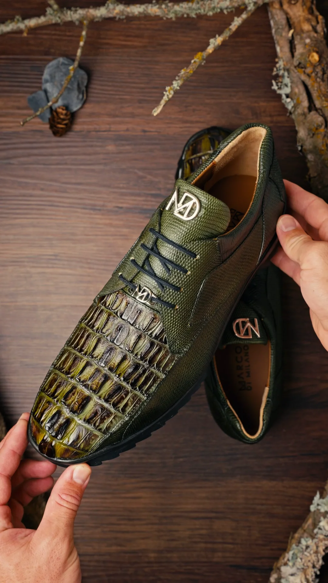 Marco Di Milano Crater Caiman Crocodile / Lizard Sneaker Rustic