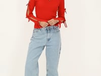 Red top with bows on sleeves | My Jewellery