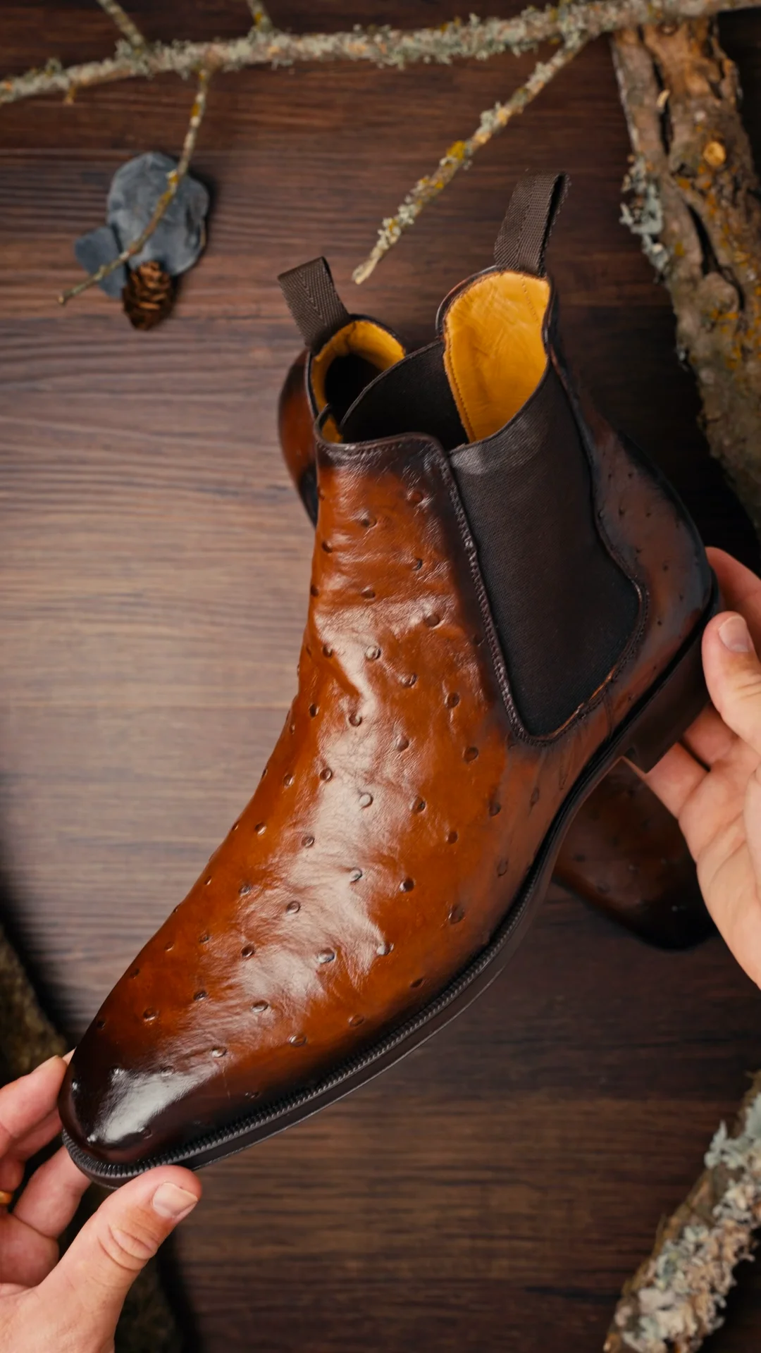 Mezlan Ostrich Chelsea Boot Brown (EXCLUSIVE) (50108-S