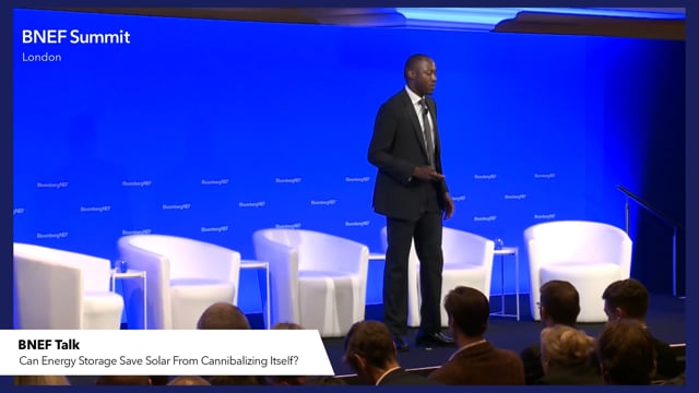 Watch "<h3>BNEF Talk: Can Energy Storage Save Solar From Cannibalizing Itself?</h3>
Nelson Nsitem, Analyst, Energy Storage, BloombergNEF"