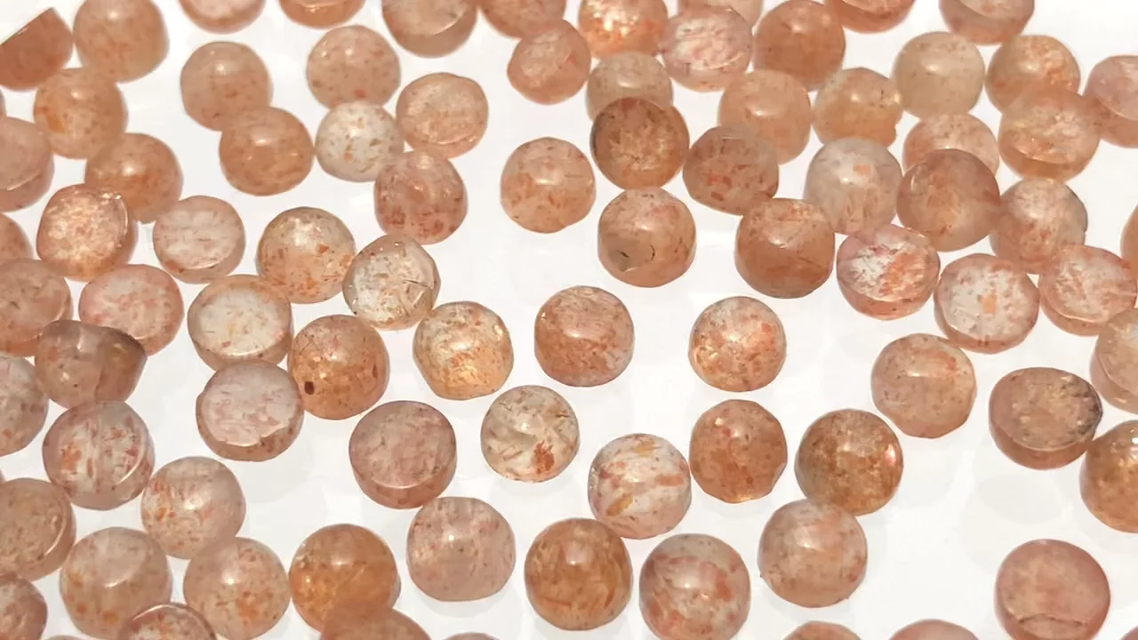 サンストーン ラウンド カボション4×4mm 10個｜天然石ビーズ・ルース