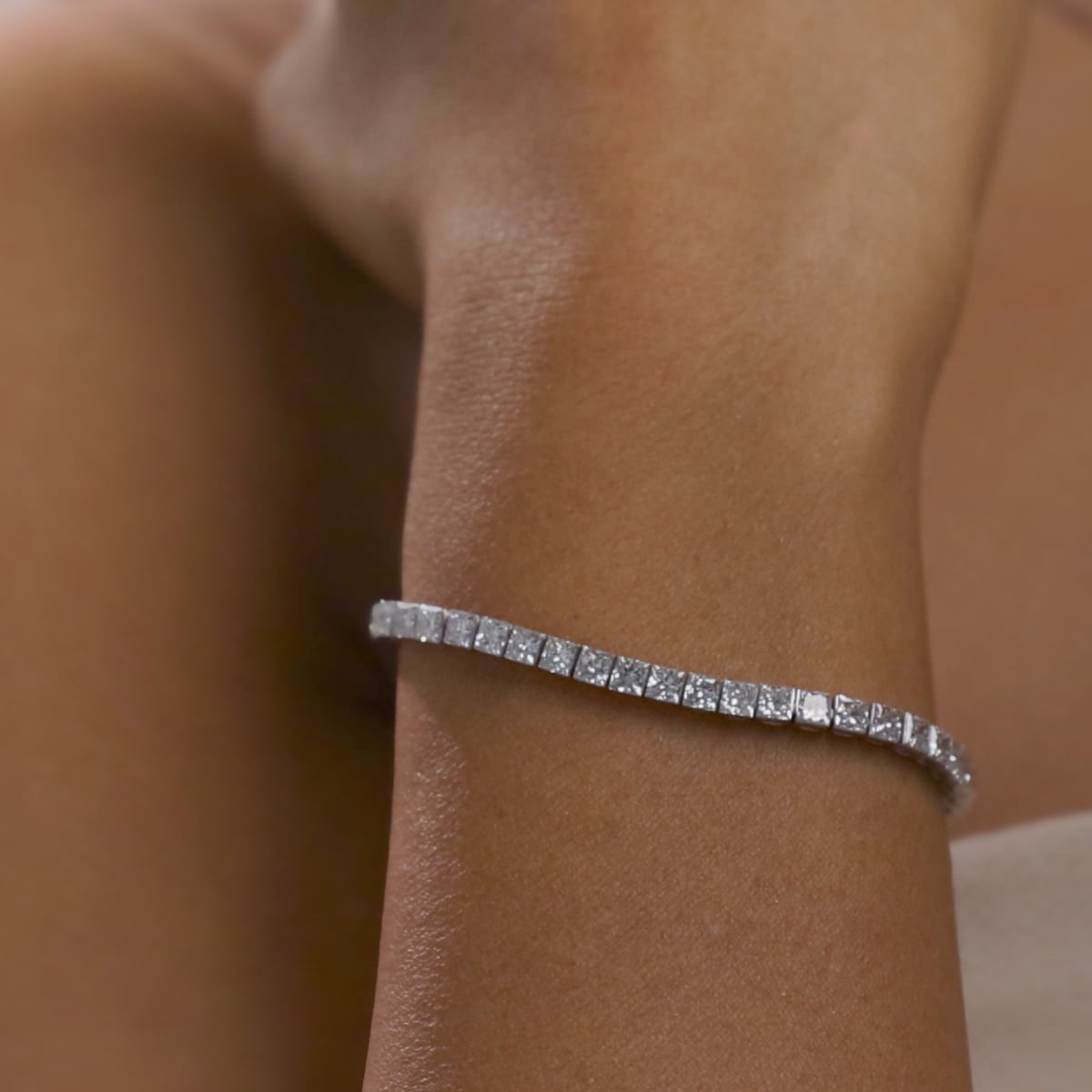 Boundless Cube Eternity Bracelet 14K White Gold, DE, VS1