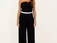 Black wide leg trousers with double waistband | My Jewellery