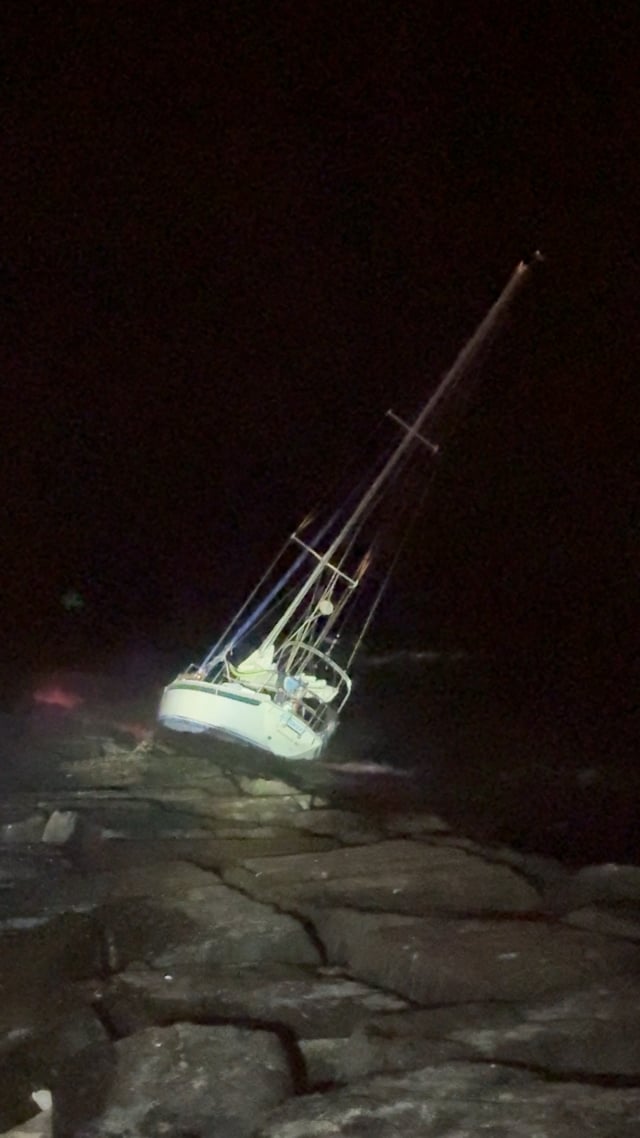 Sailboat Crashes Into Shinnecock Jetty; Sailor Rescued by Fishermen