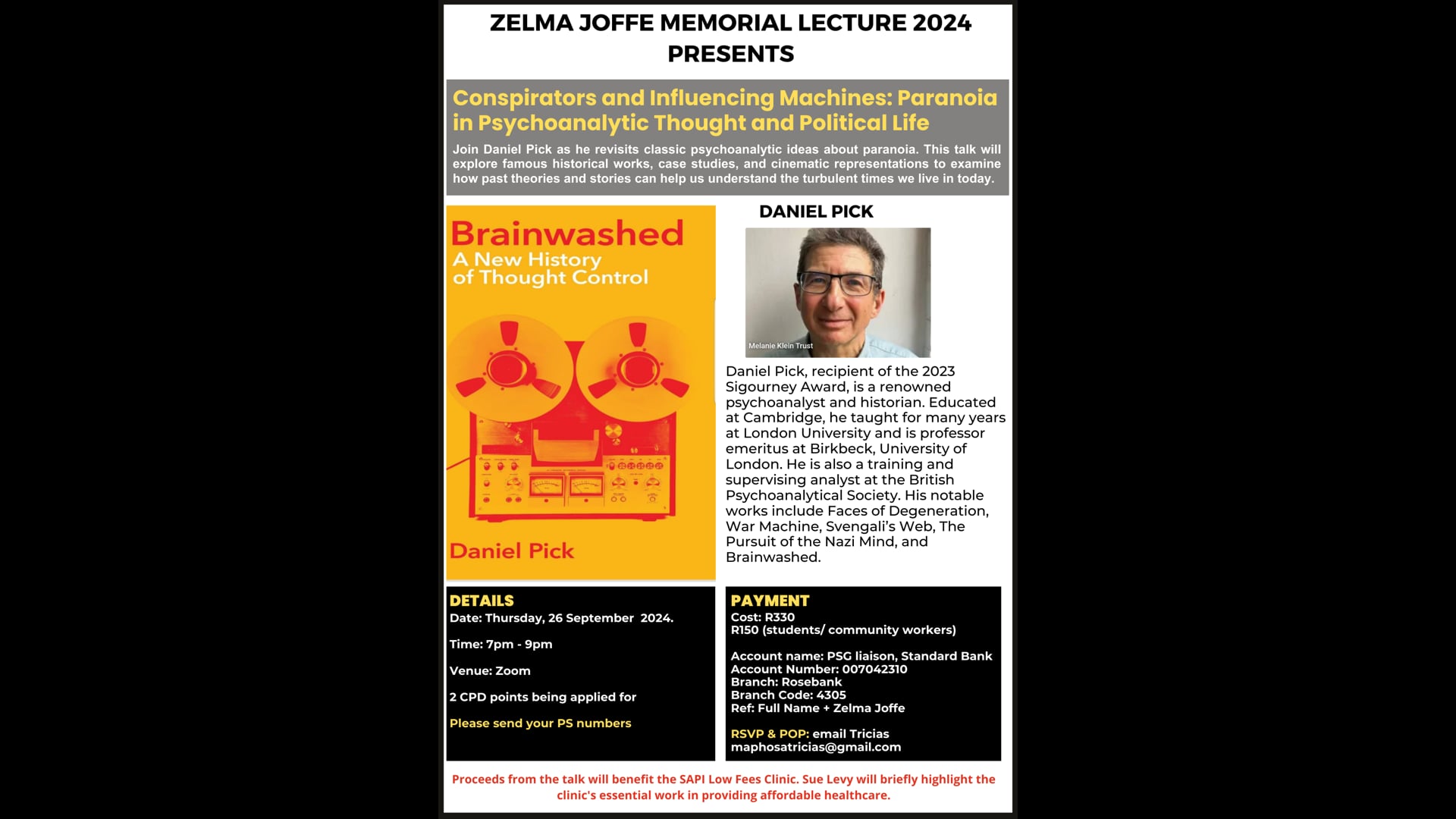 Zelma Joffe Memorial Lecture 2024: Daniel Pick