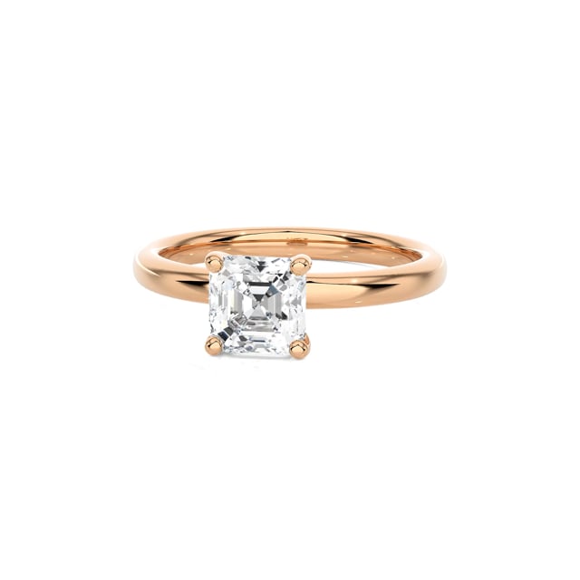 1.50 Karat Solitärring mit asscher geschliffenem Labordiamant aus Rotgold