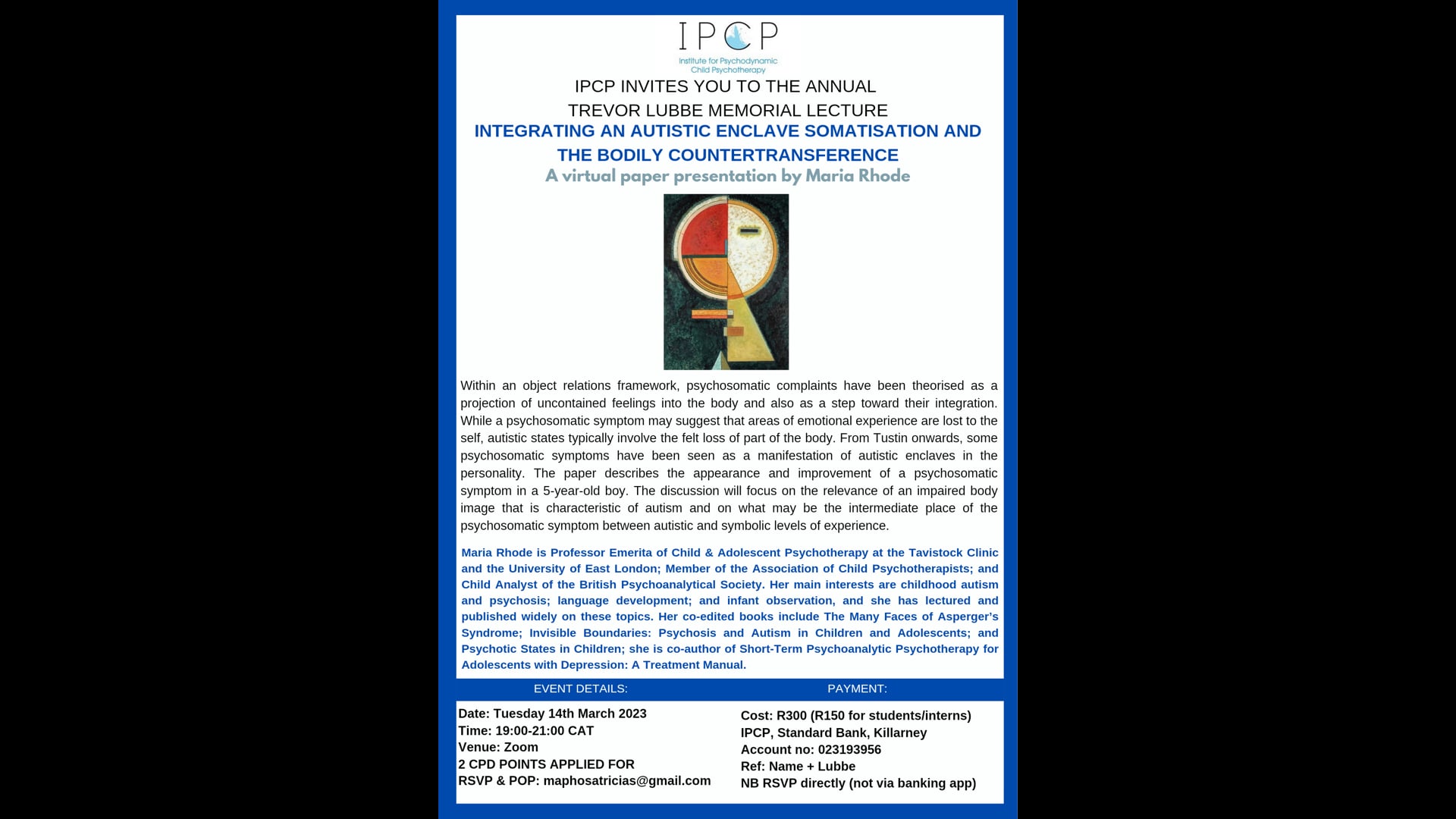 Trevor Lubbe Memorial Lecture 2023: Maria Rhode