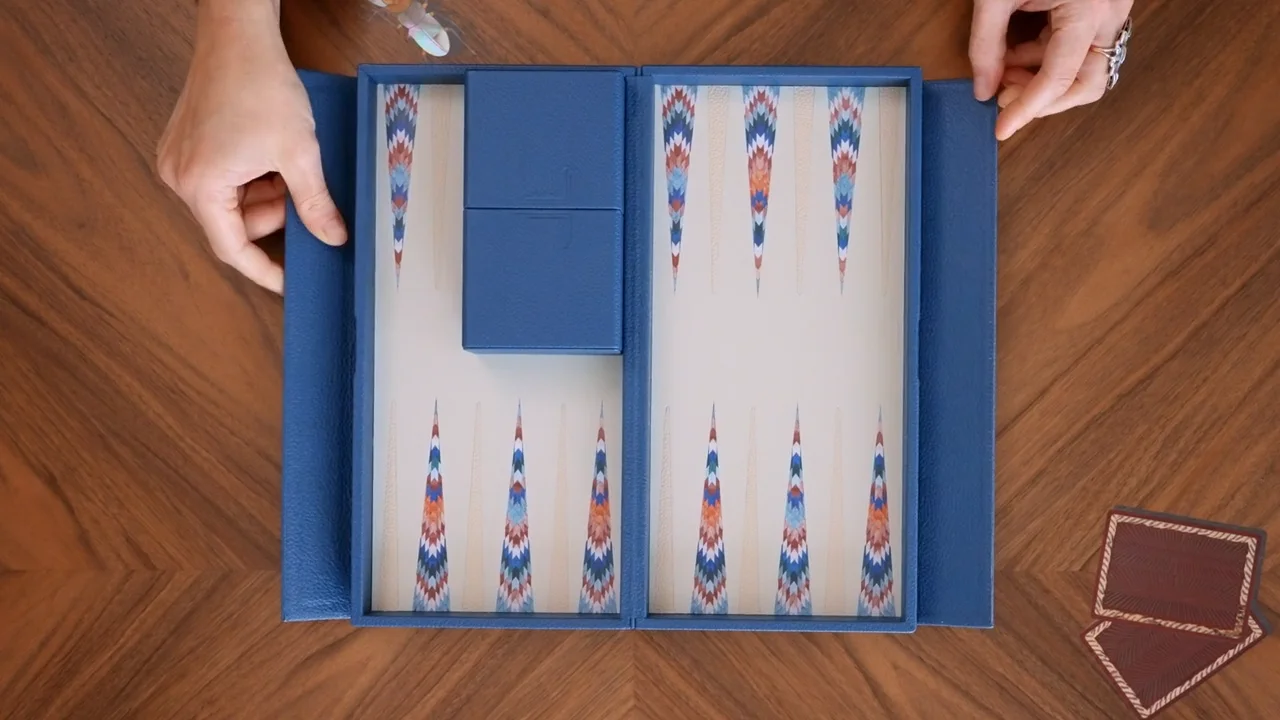 Blue Aztec Travel Backgammon Set | Alexandra Llewellyn