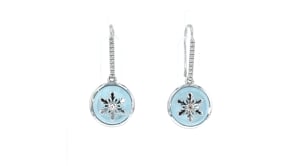 Blue Chalcedony and .10 ct. t.w. White Topaz Snowflake Drop Earrings in Sterling Silver