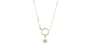 .15 ct. t.w. Swiss Blue and White Topaz Star Charm in 14kt Yellow Gold
