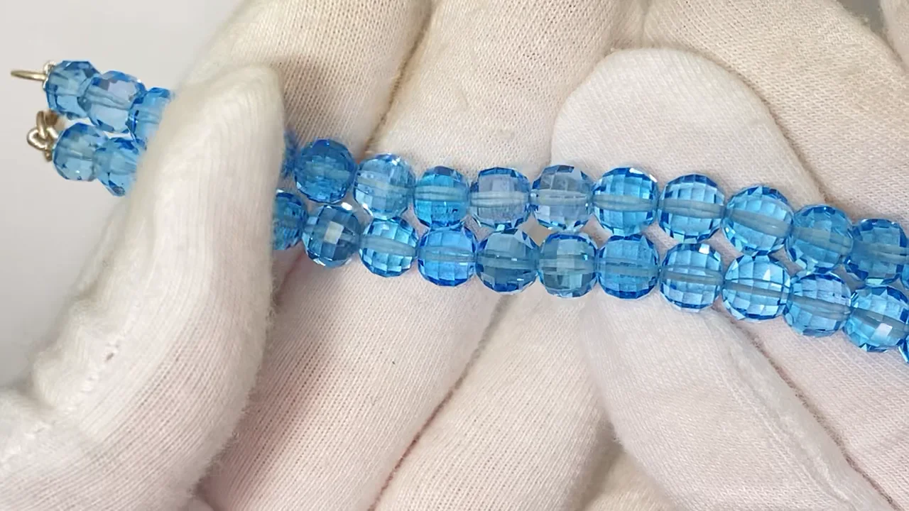 【新品未使用】 bead balance スイスブルートパーズ 天然石パーツ 高品質++]ブルートパーズブレスレット（約7mm玉） - 埼玉県吉川市の