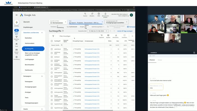 Fragen zu Gebotsstrategien, Doppeltes Tracking, B2B Google Ads, Fehlermeldung gefälschte Produkte & Zielgruppen / Markenname bei Analytics 4 mit Malte vom 10.10.24