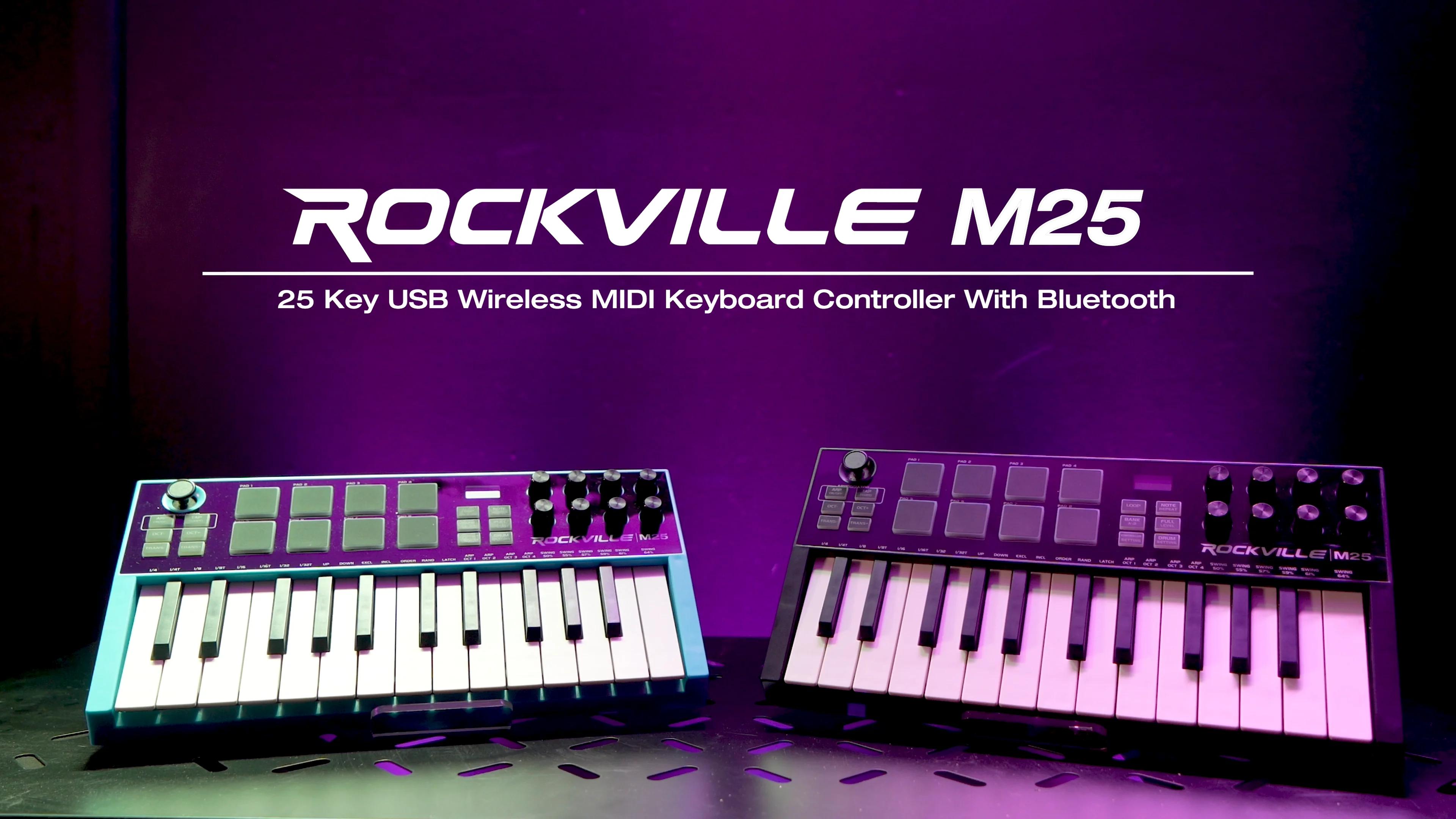 【2024年新作】 Wireless 25-Key M25 Rockville USB with Controller MIDI ヘッドホン