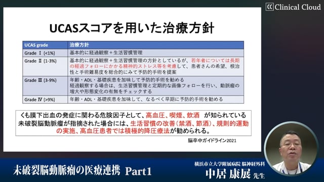 未破裂脳動脈瘤の医療連携Part1～未破裂脳動脈瘤の治療内容と方針～