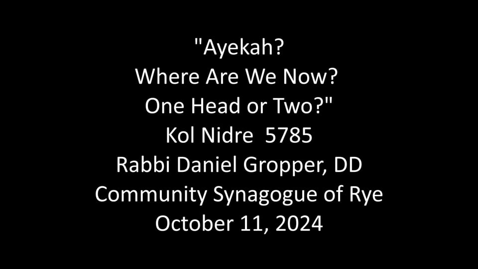 Kol Nidre 5785 - Where are we? Are we One Head or Two?