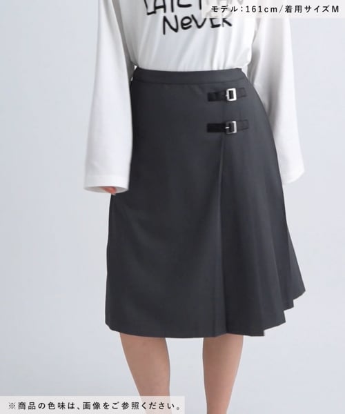 WOMENS】<選べる着丈>Wベルト/キルトチェックプリーツスカート WOMENS】<選べる着丈>Wベルト/キルトチェックプリーツスカート