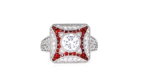 1.40 ct. t.w. CZ and .60 ct. t.w. Simulated Garnet Ring in Sterling Silver