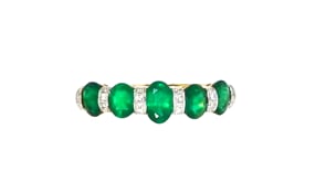 1.50 ct. t.w. Emerald and .12 ct. t.w. Diamond Ring in 14kt Yellow Gold