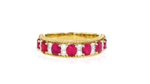 1.40 ct. t.w. Ruby and .41 ct. t.w. Diamond Roped-Edge Ring in 18kt Yellow Gold