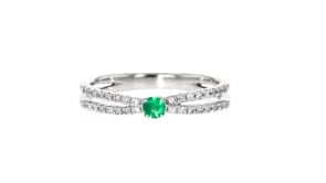 .10 Carat Emerald and .14 ct. t.w. Diamond Ring in Sterling Silver