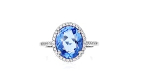Italian 3.50 Carat Simulated Sapphire and .20 ct. t.w. CZ Ring in Sterling Silver